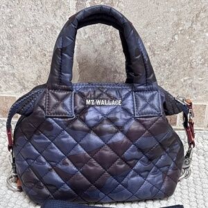 MZ Wallace Micro Mini Metro Tote Deluxe Blue Camo Crossbody w/Strap VGUC